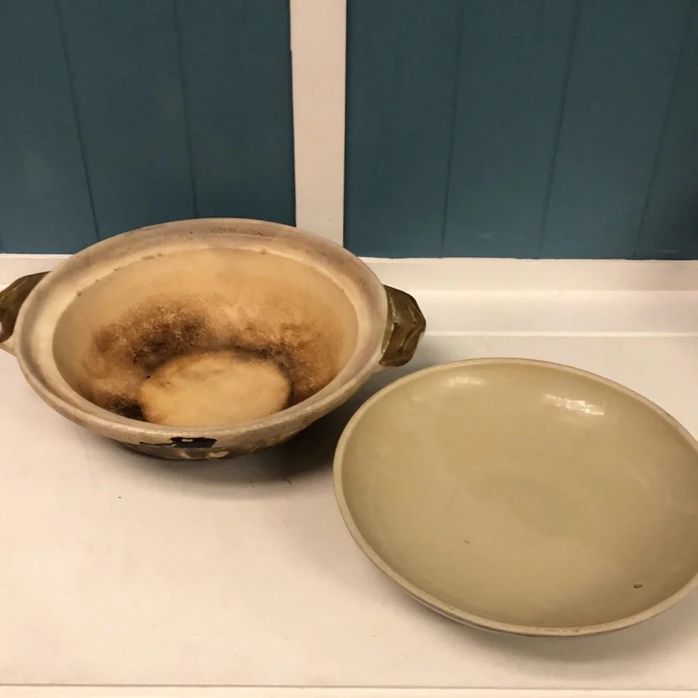 Japanese Ceramic Clay Hand Painted 10” Steamer‎ Baking Casserole Dish Dutch pot